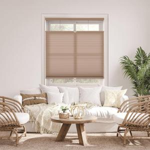 DEZ FURNISHINGS Cordless 1.5" Light Filtering Top Down Bottom Up Cellular Shade, 35" W x 72" H, Latte