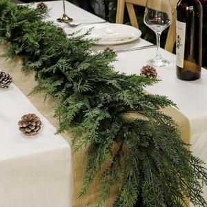 5.9Ft Faux Cedar Garland Real Touch Realistic Christmas Pine Garlands Artificial Cypress Holiday Greenery Decoraiton for Fireplace Mantle Stairs Table Centerpiece Outdoor Inddoor Decor (Green, 5.9ft)