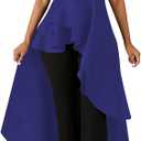 Lrady Womens Casual Shirt Dress High Low Irregular Ruffle Hem Blouse Asymmetrical Peplum Long Tunic Tops (Blue, S)