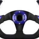 Universal Racing Steering Wheel, 6 Bolt Anti-Slip Leather and Aluminum Gaming Steering Wheel with Horn Button for Racing/Car Sim Driving/JDM Sports