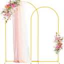Wokceer Wedding Arch Backdrop Stand 7.2FT, 6.6FT White Metal Arch Stand Set of 2 for Birthday Party Wedding Ceremony Baby Shower Graduation Decoration (Gold)