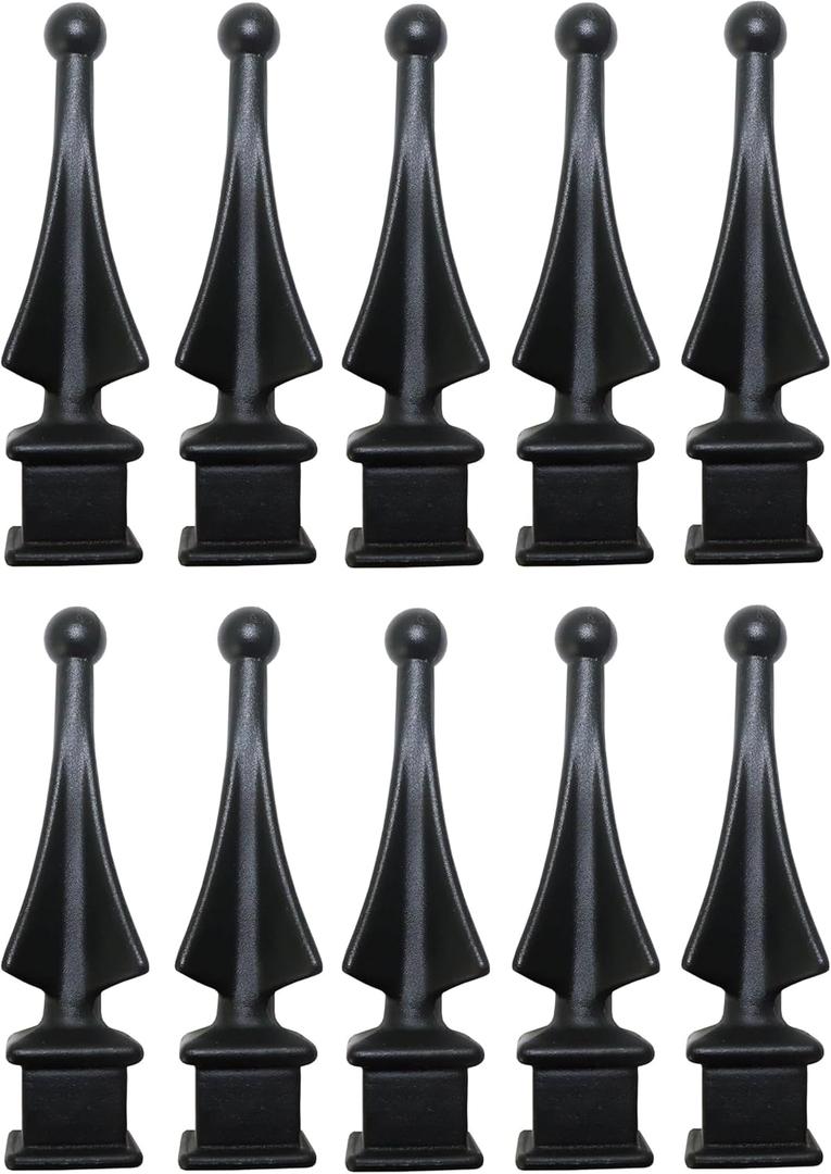 3/4" Black Plastic Four-Sided Spire Wing Tip Finial Fence Topper for Iron Picket Fence (10, 3/4")