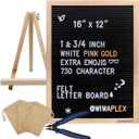 Black Felt Letter Board,Word Board Sign,16 x 12 inch Changeable Letter Board with 730 Plastic Message Board Letters Numbers Symbols Pattern,Wooden Tripod Stand, Scissors, 3 Free Storage Bags