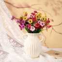 Artificial Flowers For Outdoors, 24 Bundles UV Resistant Fake Outdoor Flowers Faux Artificial Flower Plastic Plants for Outside Garden Porch Window Pot Spring Summer Home Decor (Multi Color-B, 24) (Rose Red+pink+purple+yellow+fern)