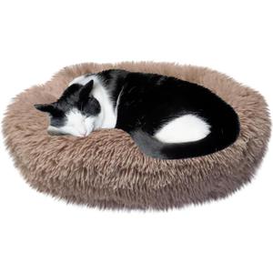 Whiskers & Friends Cat Bed, Cat Beds for Indoor Cats Washable, Orthopedic Soft Fluffy Round Calming Pet Bed for Small to Large Kitty Kittens & Dogs, Small Dog Beds & Furniture (20.00" x 20.00" x 6.00", Beige-Brown) Whiskers & Friends Cat Bed, Cat Beds for Indoor Cats Washable, Orthopedic Soft Fluffy Round Calming Pet Bed for Small to Large Kitty Kittens & Dogs, Small Dog Beds & Furniture (20.00" x 20.00" x 6.00", Beige-Brown)