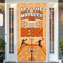 College Basketball Party Decorations Banner Door Cover, 6x2.9 FT Let the Madness Begin Door Banner Decorations, Basketball Theme Party Supplies for Classroom, Basketball Party Decorations Outdoor
