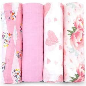 Bublo Baby Muslin Swaddle Blankets, Swaddle Blanket for Baby Boys and Girls, 3-Pack Breathable Premium 100% Cotton Baby Receiving Blankets, Exta Large Size 47x47 Inches, Floral