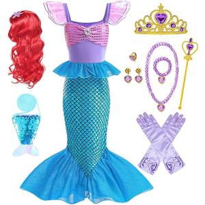 Little Girl Luxury Mermaid Costume Princess Dress for Girls with Accessories 130