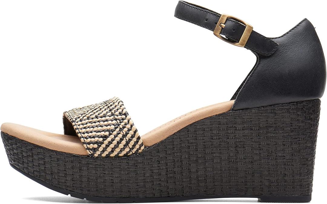 Clarks Womens Rose Ease Leather Ankle Strap Platform Sandals (8.5)