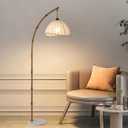 Bamboo Floor lamp Mid Century Rattan Retro Floor Light Bohemian Style LED Tall lamp 3 Color Temperatures for Living Room Bedroom Vintage Rattan lamp Decoration Office Standing Floor lamp