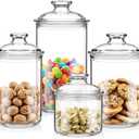 Suclain 4 Pack Acrylic Cookie Candy Jar with Lid Airtight Plastic Apothecary Jar Shatterproof Kitchen Food Storage Canister for Biscuits Snacks Coffee Beans Tea Pet Food (14oz,24oz,34oz,50oz)