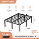 VIPSHOW 18 Inch Queen Heavy Duty 3500 lbs Bed Frame with Round-Corner Legs & Anti-Squeak Design Quick Assembly Metal Platform, No Box Spring Needed