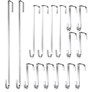Hotop 16 Pieces Christmas Wreath Hanger Over Door Hooks for Hanging Metal Z Hooks Christmas Front Door Welcome Sign Decor Hanging Coats Hats Bags(Electroplated Silver)