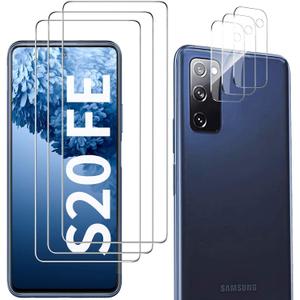 Galaxy S20 FE Screen Protector and Camera Protector, [3 Screen Protectors+3 Camera Protectors][Support Fingerprint] Tempered Glass Screen Protector for Samsung Galaxy S20 FE 5G/4G