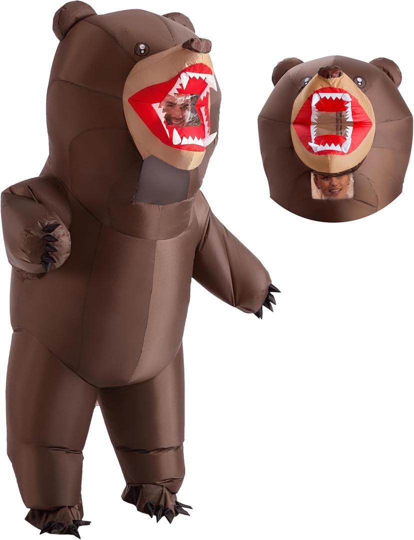Spooktacular Creations Halloween Inflatable Costume Adult, Bear Blow-up Costume, Full Body Outfit for Themed Parties (X-Large(75In)