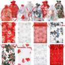 Wesnoy 150 Pcs Christmas Organza Gift Bags with Drawstring 4 x 6 Inch 8 Styles Mesh Pouch Bags Snowflake Snowman Santa Small Christmas Organza Drawstring Bag for Xmas Party Favor Jewelry Candy Wedding
