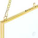 JUXYES Picture Frame, Set of 2 Brass Floater Frame, Golden Glass, 5 x 7 inches, Modern Art Design, Wall Hanging