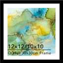 Wood 12x12 Frame Black with 10x10 Mat, for 30 x 30cm Diamond Art Painting, Display Photo 10 x 10 with Mat or 12 x 12 without Mat, Large 30x30 Picture Frame for Wall Hanging, Black, 1 Pack