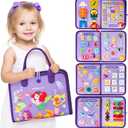 hahaland Busy Board Montessori Toys - 3 Year Old Girl Gifts Bithday Gift Ideas - 8 in 1 Preschool Learning Activities - Educational Toys Easter Basket Stuffers Little Girls Age 3 Travel Busy Book