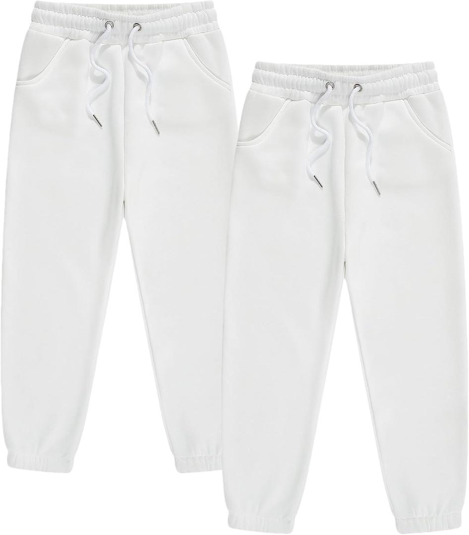 2 Pack Boys Sweatpants Elastic Waist Joggers Girls Fleece Athletic Pants Casual Sweatpants for Kids Ages 8Y