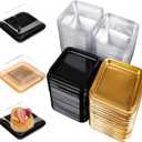 150 PCS Clear Plastic Mini Cake Boxes 3.5Inch Muffin Boxes Biscuit Boxes Cheese Pastry Moon-Cake Dessert Box Packaging Containers for Party,Requires A Sticker To Secure The Lid, Sticker Not Included