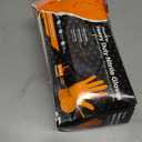 TitanFlex Heavy Duty Orange Industrial Nitrile Gloves with Raised Diamond Texture, Latex Free, L, Orange