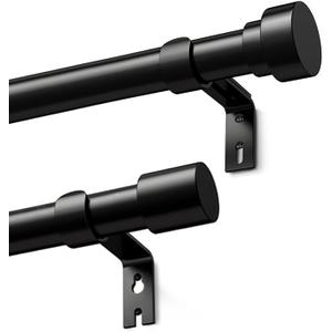 Curtain Rods for Windows 144, 1 Inch Adjustable Heavy Duty Black Curtain Rod, Outdoor Indoor Room Divider Modern Drapery Pole,curtain rod with two pairs of ends, black