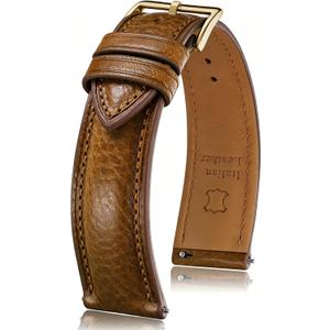 Getalia Italian leather Watch Band Tuscany Natural Vegetable-Tanned Full Grain Genuine Leather,18mm 19mm 20mm 21mm 22mm Quick Release Replacement Watch Straps for Men and Women Thick and Soft