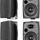 STUDIOFINIX 6.5 Inch Max 800W Outdoor Bluetooth Speakers Waterproof Wired with Multifunctional Amplifier Wall Mount Outdoor Speaker System for Patio Garden Poolside Home(4 Speakers,Black)