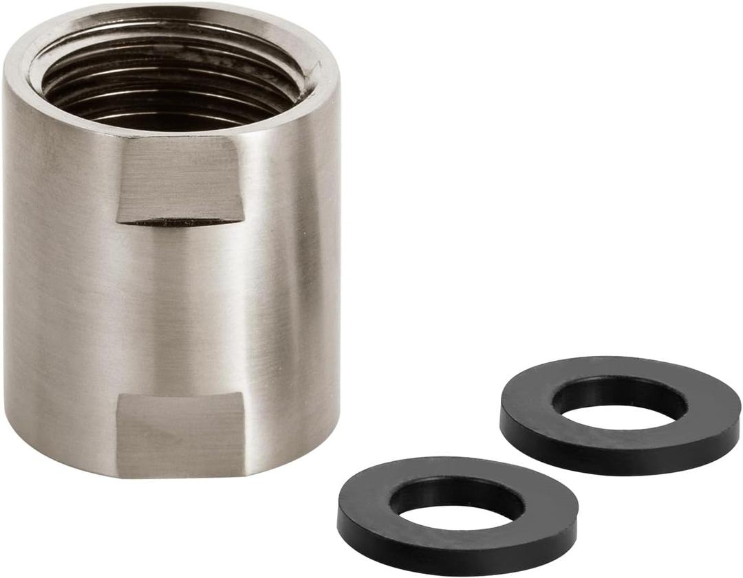 OFFO Shower Pipe Fitting, Brass Converter Adapter, G1/2 x G1/2 in Female Thread Shower Coupling for Shower Arm Home Bathroom Plumbing, Brushed Nickel