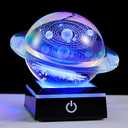 3d Solar System Model Galaxy Crystal Ball 80mm 3.15inch - Saturn Shape Outer Space Astronomy Gifts Room Decor Unique Gifts For Men Him Birthday Dad Physics Science Teacher Night Light Planet Lamp