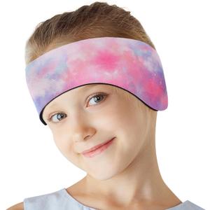 HeySplash Swimming Headband, Swimming Earplugs Ear Band Swimmer Ear Protection Kids Ear Plugs, Elastic Neoprene Ear Guard and Hair Guard for Kids & Toddlers, Keep Water Out and Hold Earplugs in (Tie-dye Pink)