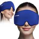 Cooling Gel Eye Mask Sleep: FSA/HSA Eligible - Puffy Eyes, Migraine Relief, Dark Circles, FACEMOON Reusable Sleep Mask for Ice Cold Compress, Long-Lasting Comfort for Eyes, Face, Headache(Blue)
