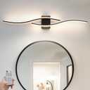 Modern LED Vanity Light with Remote Control, Modern LED Bathroom Light Fixture, Bathroom Vanity Light Fixture Over Mirror, 40.5 inch Black Wall Sconce Lighting for Bedroom, Living Room