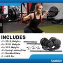 US Weight 105 Pound Barbell Weight Set for Home Gym| Adjustable Weight Set with Two Dumbbell Bars and Full 6 Ft Bar, Black