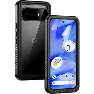 Lanhiem for Pixel 9a Case, IP68 Waterproof Dustproof, Built-in Screen Protector, Rugged Full Body Shockproof Phone Case for Google Pixel 9a 6.3", Black