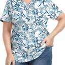 COOTRY Plus Size Golf Polo Shirts for Women Short Sleeve V Neck Tennis Tops Loose Fit T Shirt 3 Buttons (White, XXL)