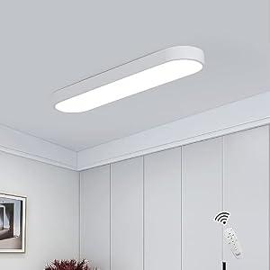 Becailyer Modern LED Ceiling Light, 23.6" Flush Mount Ceiling Lamp, 60W Dimmable Linear Metal Ceiling Chandelier Lighting Fixture for Living Room Bedroom Dining Room Office Hallway Closet Aisle, White