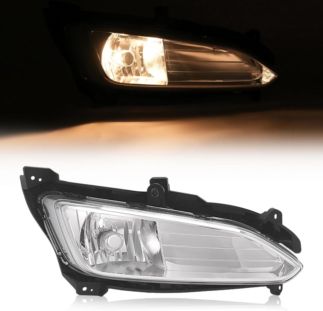 HECASA Right Fog Light Compatible with 2013-2016 Hyundai Santa Fe Sport Halogen Front Bumper Driving Fog Lamp Clear Lens Plastic Passenger Side
