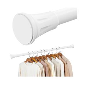 1.1 Inch Diameter Tension Closet Rods for Hanging Clothes 32-60 Inch, Adjustable Pole Closet to Hang Clothes, Heavy Duty Closet bar for Wardrobes with No Drilling Holder, White