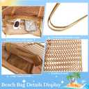 2 Pcs Mesh Beach Bags, 2 Sizes Causal Beach Bags for Women, Beach Tote Bag with Mini Pocket, Pool Bag for Travel (Khaki)