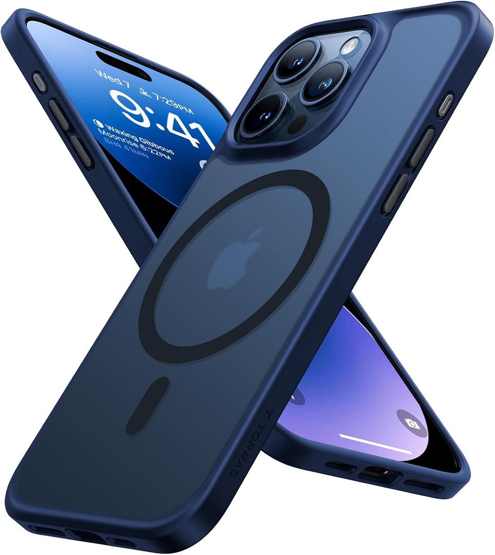 TORRAS Magnetic Guardian Designed for iPhone 15 Pro Max Case, Military Grade Drop Tested, Compatible with MagSafe, Slim Case for iPhone 15 Pro Max Phone Case (6.7") 2023, Blue Titanium