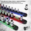 Magnetic Socket Holder Organizer Set: 9-Piece Detachable 1/4, 3/8, 1/2 Socket Trays Socket Organizer for Tool Box Drawer Holds 120-Piece Standard Size Sockets for Automotive Garage(Blue Red Green)