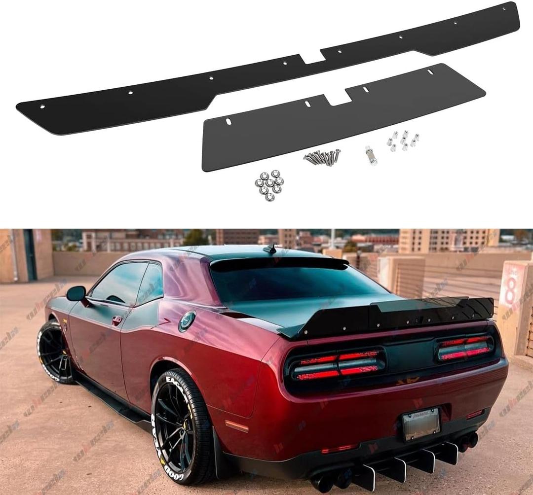 Rear Wickerbill Spoiler Compatible with 2015-2023 Dodge Challenger RT SRT Scat Back Hellcat, Venom Series Style, 2Pcs Wicker Bill Trunk Tail Deck Lid Wing Lip with RivNut Tool