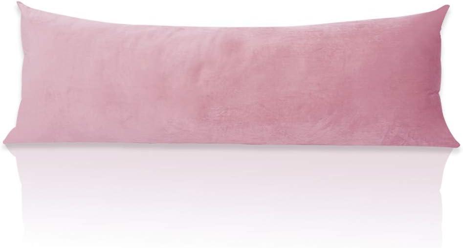 StangH Pink Body Pillow Cover for Kids/Pregnant Women, Super Soft Velvet Body Pillow Pillowcase, Extra Long Sofa/Couch Cover with Hidden Zipper, 20 x 54 inches, 1 Piece