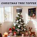 Christmas Tree Topper, 9.2 * 9.8inch Film Clapper Festive Decorations,Large Indoor and Outdoor Christmas Decorations,Santa Hat Tree Topper Christmas Halloween Family Party Ornament