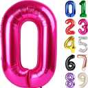 0 Balloon - Hot Pink Birthday Number Balloons, 40 Inch Large Foil Balloons for Men Women Boys Girls Hot Pink Themed Birthday Decorations