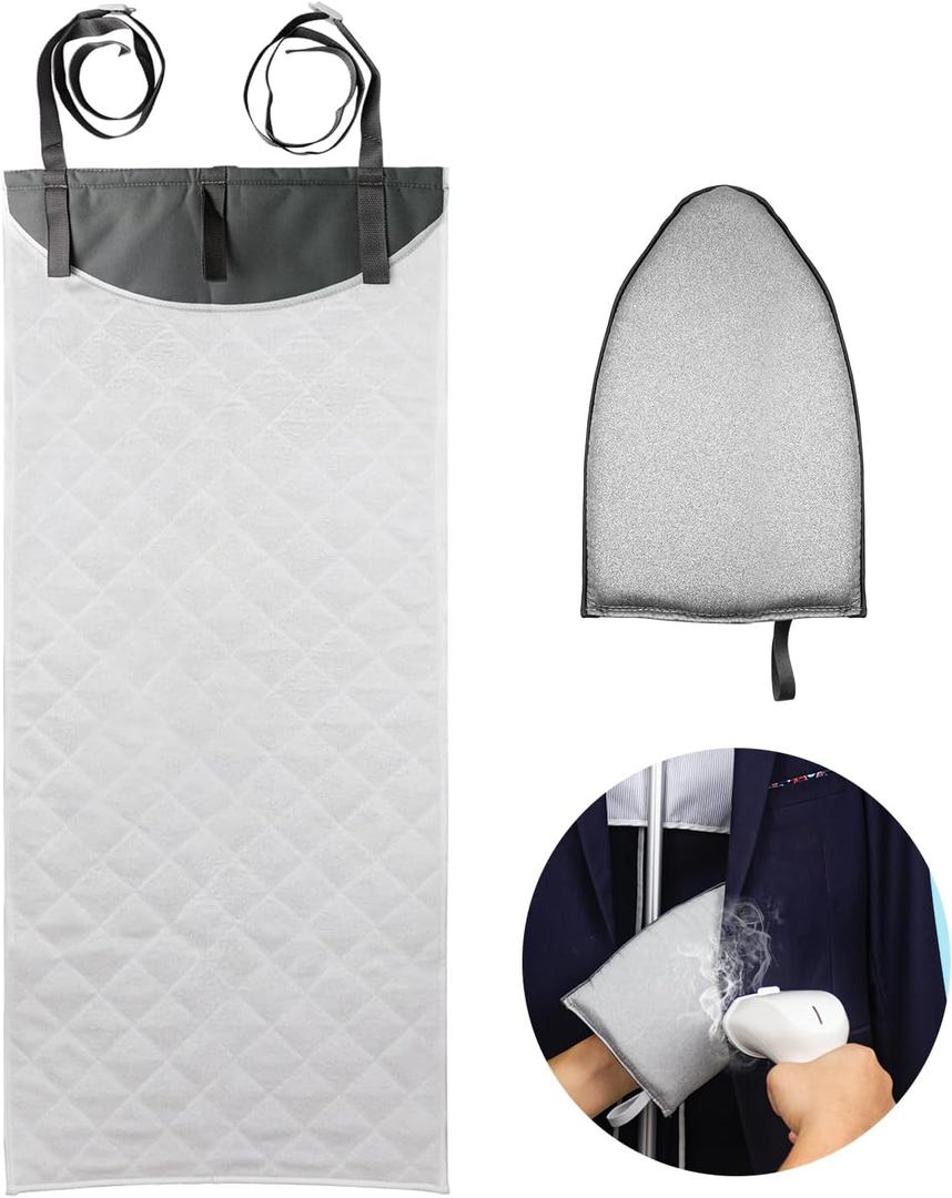 Over The Door Steamer Pad + Gloves For Handheld Steamer Stand For Clothes, Door Press Pad For, Portable Ironing Mat For Traveling