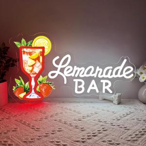 Lemonade Neon Sign,Lemonade Bar Led Neon Signs Wall Decor, Cocktail Bar Drinks Neon Signs for Business Art Wall,Restaurant,Shop,Pub, Night Club, Man Cave Decoration