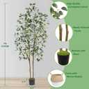 Warmplants Artificial Eucalyptus Tree, 7ft Tall Silk Leaves Fake Plant with Basket for Outdoor Indoor, 83'' Faux Eucalyptus Trees for Home Office Livingroom Floor Dcor